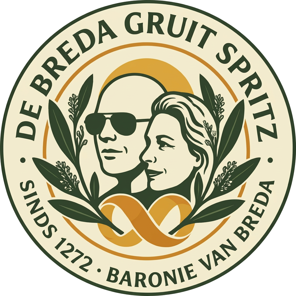 Breda Gruit Spritz logo met Constantijn en Kim in profiel